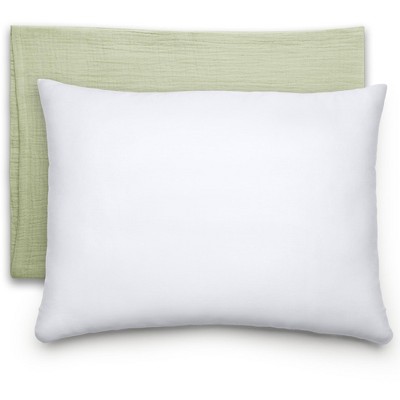 Toddler Pillow with Muslin Pillowcase, 13"x18", Kids Pillow for Sleeping by Comfy Cubs - 1 Pack