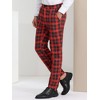 Lars Amadeus Men's Plaid Regular Fit Flat Front Classic Elastic Waist Suit  Pants Red 30 : Target