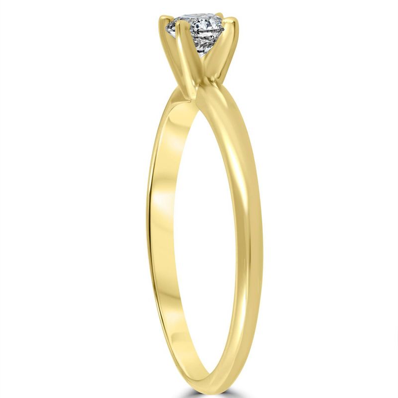 Pompeii3 1/3ct Round Diamond Solitaire Engagement Ring 14k Yellow Gold, 3 of 5