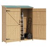 Wooden Outdoor Storage Cabinet with Waterproof Sloped Roof, 2 Removable Shelves & Lockable Double Doors - Yard, Garage, Patio Shed - 3 of 4