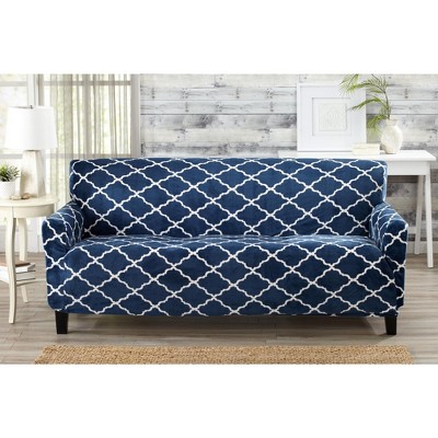 Great Bay Home Printed Stretch Fit Velvet Oversized Sofa Slipcover Target