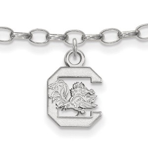 Black Bow Jewelry Sterling Silver South Carolina Gamecocks NCAA Anklet 9 Inch - 1 of 3