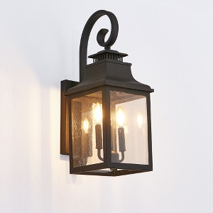 Gulches Outdoor Wall Lights - 23" Vintage Black Lanterns with Clear Seeded Glass for Porch, Garden, and Patio - 1 of 4