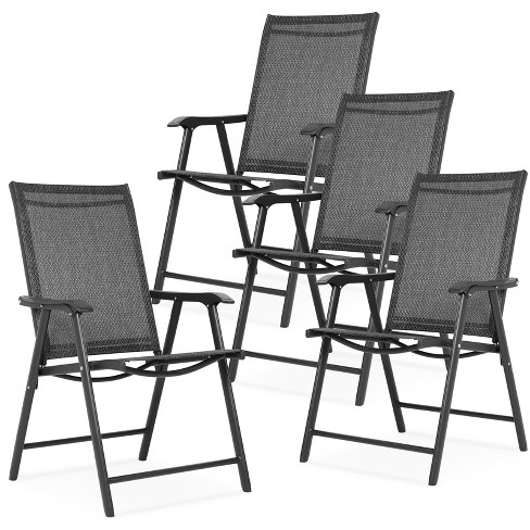 Aoodor Patio Folding Chairs 4-pack Portable Dining Chairs Outdoor ...