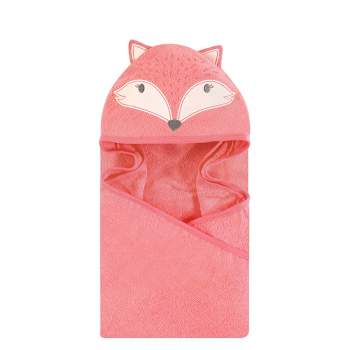 Hudson Baby Infant Girl Cotton Animal Face Hooded Towel, Miss Fox, One Size