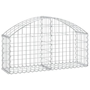 vidaXL Gabion Basket Silver Galvanized Iron 39.4 x 11.8 x 15.7/23.6 in - 39.4" x 11.8" x 15.7"/23.6" - 1 of 4