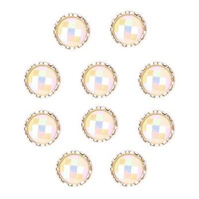 Unique Bargains Women's Fancy Round Buttons Pearlescent White 10 Pcs