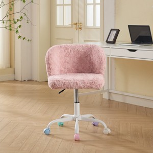 ChicFurnit Task and Office Chairs Faux Alpaca Upholstered Office Chair Swivel Chair Ergonomic Chair for Home Office, Pink, 21.5"*22.5"*31.9" - 1 of 4