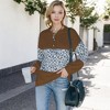 Anna-Kaci Women's Leopard Print Pullover Sweatshirt with Long Sleeves and Ribbed Cuffs - 2 of 4