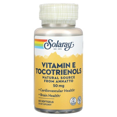 Solaray Vitamine E Tocotrienols, 50 mg, 60 Softgels