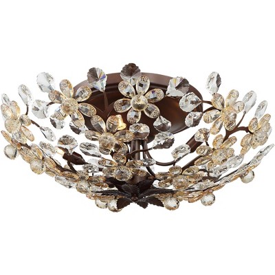 Vienna Crystal Blooms Vintage Brown Ceiling Light