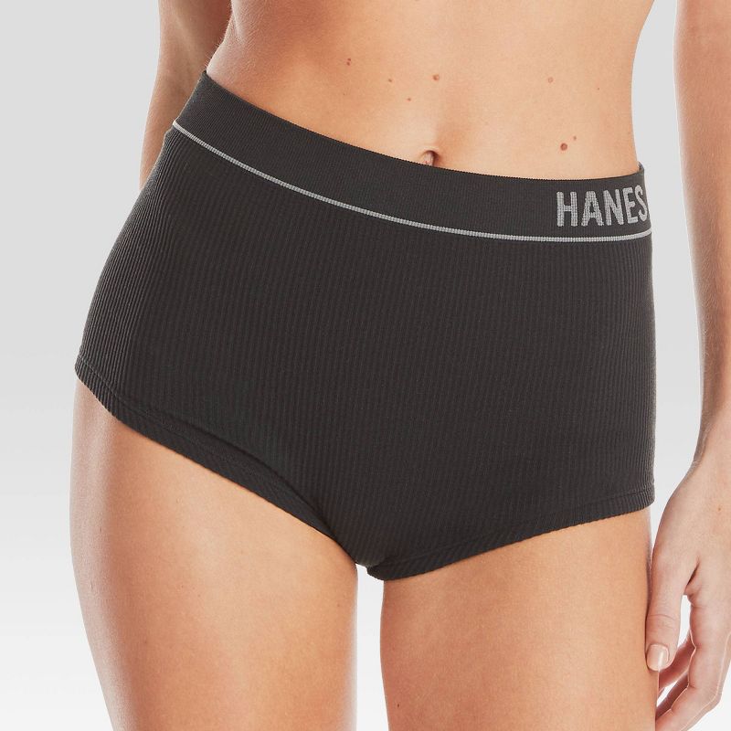 Hanes Originals Women&#39;s 3pk Ribbed Boy Shorts - Black/Beige, 2 of 5