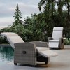 Indoor Outdoor Wicker Recliner Chair with Flip-Up Table Air Pump 155¡ã Lay Flat, Adjustable Wicker Lounge Recliner Chair with Backrest and Footrest - 3 of 4