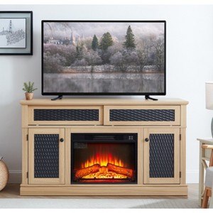 GDFStudio Orin 58.27" Farmhouse Wooden Fireplace TV Stand with Open and Closed Storage and 2 Doors - 1 of 4