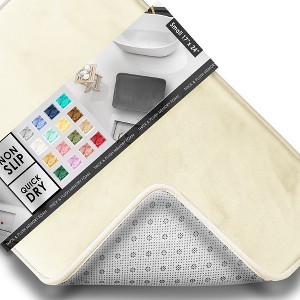 Hearth & Harbor Bathroom Rugs, Ultra Soft Velvet Memory Foam Bath Mats with PVC Backing - 1 of 4