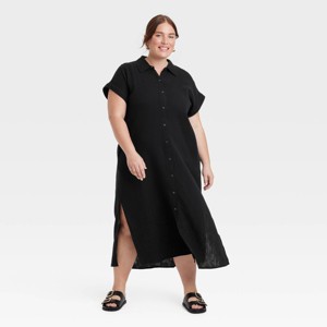 Women's Gauze Button-Front Maxi Shirtdress - Universal Thread™ - 1 of 3