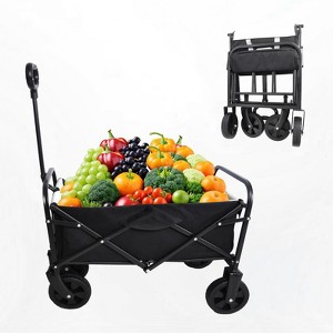 HTUTWOO Collapsible Wagon Cart, Beach Folding Wagon Cart, Lightweight, for Camping, Picnic, Pets, Fishing, Beach - 1 of 4
