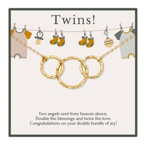 HOPE LOVE SHINE 3 Ring Gold Silver Necklace – Gift for Mom Expecting Twins, Twin Pregnancy Jewelry, New Mom Gift from Husband or Family - 1 of 4