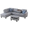 TiramisuBest Blue Velvet Sectional Sofa with Chaise, Plush Upholstered Modular Couch for Living Room - 3 of 4