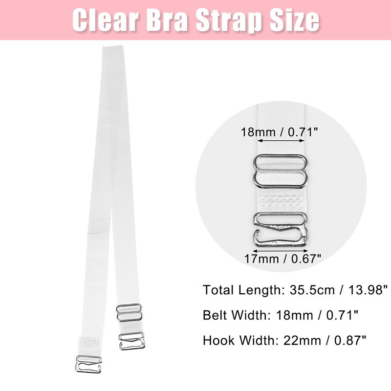Unique Bargains ABS Non-Slip Adjustable Invisible Clear Bra Shoulder Strap with Stainless Steel Hook Transparent 2 Pair, 4 of 6