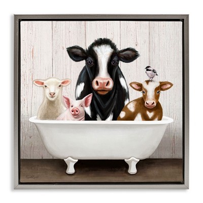 Stupell Industries Country Animals Farmhouse Claw Bathtub, 18" x 18"