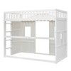 NicBex Twin Size Loft Bed Classic House Shape Pine Bunk Bed Frame with Windows, Ladder and Full Length Guardrail, No Box Spring Required - 3 of 4
