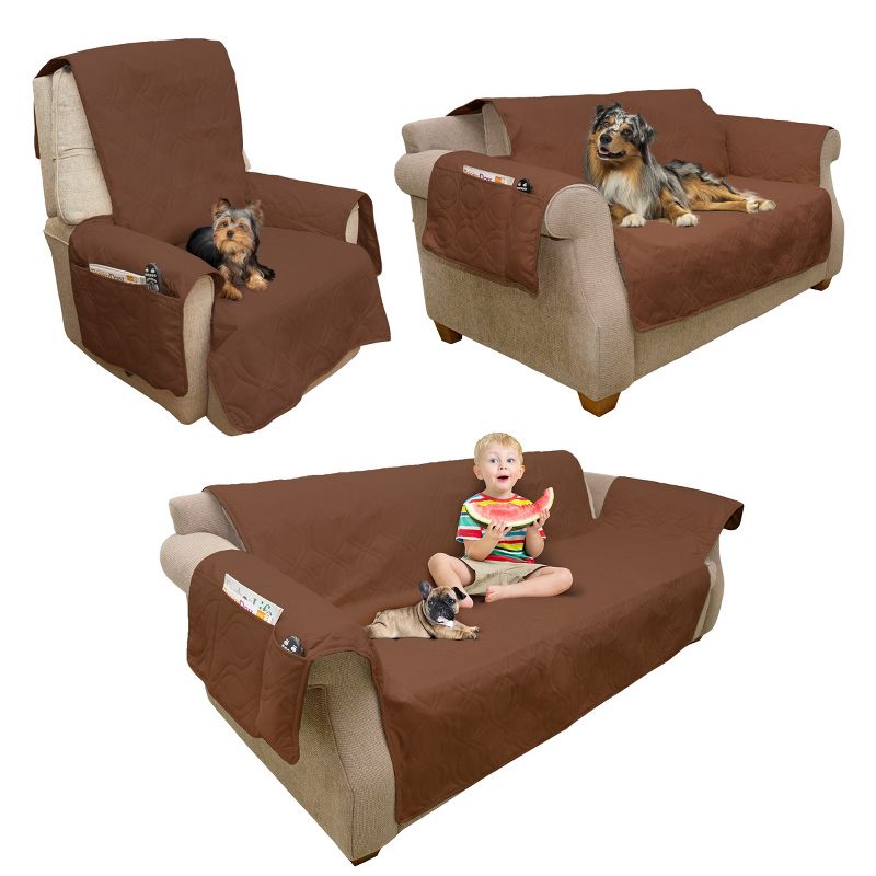 Pet Protector Furniture Covers - 100% Waterproof Couch Covers for Dogs or Cats – 2-Cushion Pet Loveseat Cover with Non-Slip Straps by PETMAKER (Brown), 5 of 7