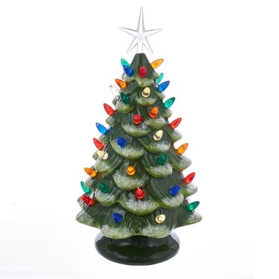 Kurt Adler 12.8" Battery-Operated LED Ceramic Pink Christmas Tree Tabletop Decor