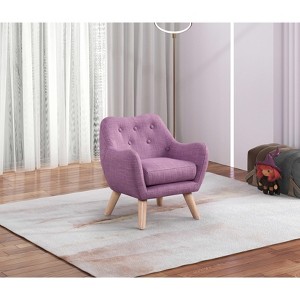 LOVMOR Kids Recliner Chair, Kid Upholstered Couch with Cup Holder, Footrest&Backrest, Toddlers Velvet Recliner w/ Headrest&Footrest - 1 of 4