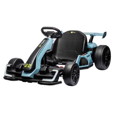 Green 24V Electric Drift Go Kart For Kids Ages 6 To 12 With 2 Powerful Motors Adjustable Seat Led Lights Music And Safety Belt Green