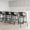 Emma and Oliver Set of Four Indoor/Outdoor Restaurant Style Rattan Barstools - 2 of 4