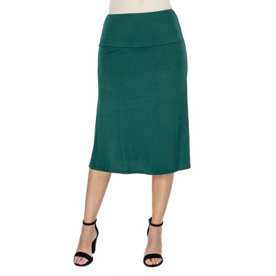 24seven Comfort Apparel A Line Elastic Waist Knee Length Skirt-hunter-s :  Target