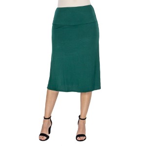 24seven Comfort Apparel A Line Elastic Waist Knee Length Skirt - 1 of 4