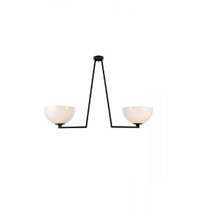 Elegant Lighting Jeanne 2 lights black and white glass flush mount - 1 of 4