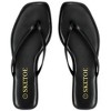 Flip Flops for Women Square Toe Flat Sandals for Women Comfortable Thong Sandals Vegan Leather Flip Flops Slides Black - 2 of 4
