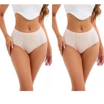 INSPIRE CHIC 2 Pcs Women's High-Waisted Underwear Briefs High Elastic Breathable Underpants