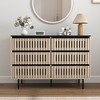 Resenkos Rustic Boho Wood Dresser for Bedroom with 6 Drawers, Hollow Design Storage Organizer Bedroom Furniture, Natural Brown - 2 of 4