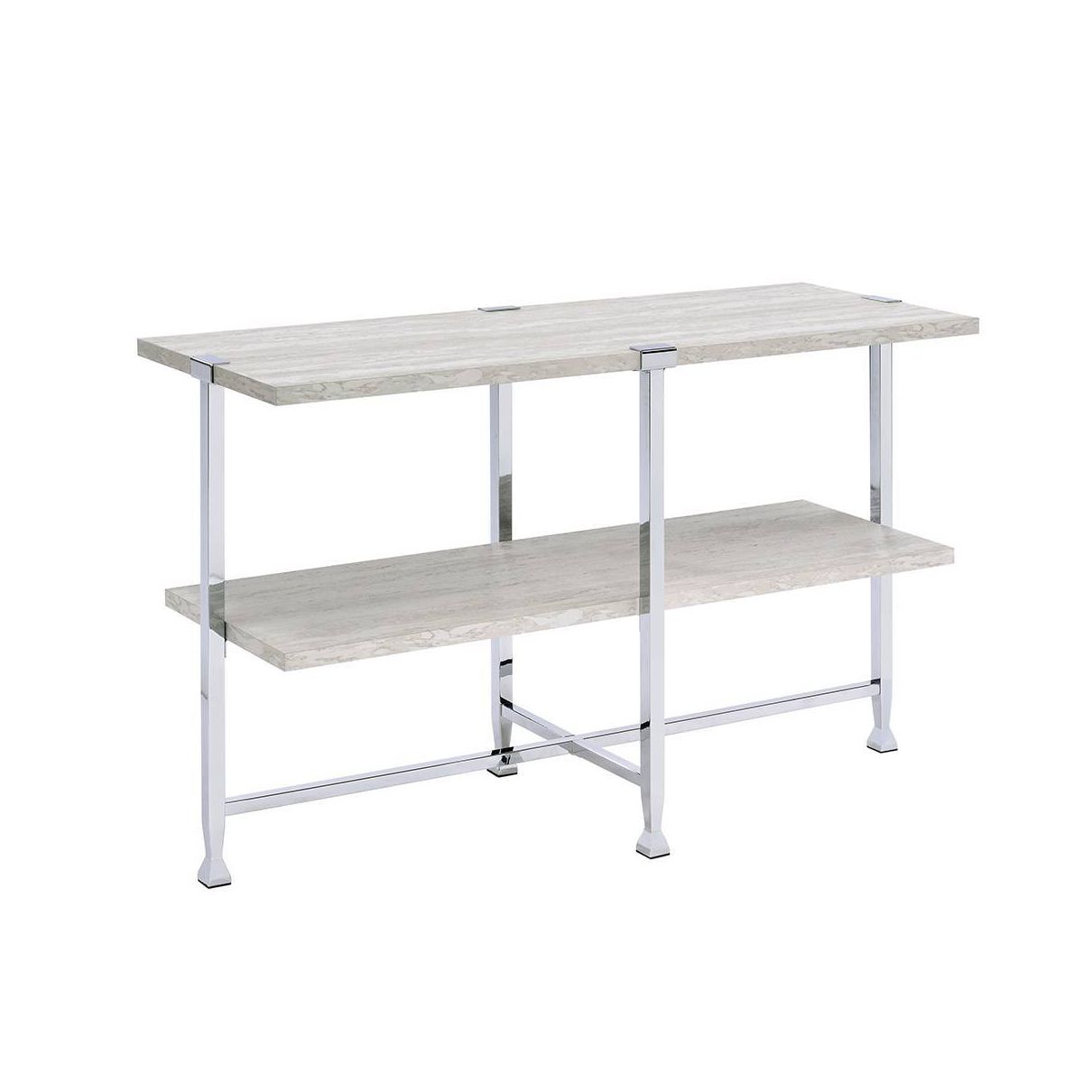 Acme Furniture Brecon Console Table White Oak/Chrome Finish - thumbnail 6