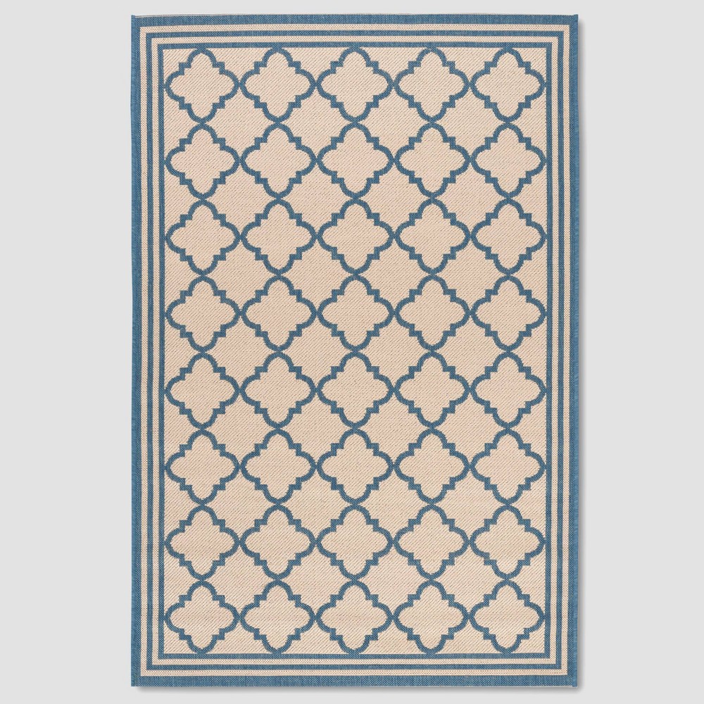 4'X6' Dorotha Outdoor Rug Cream/Blue - Safavieh