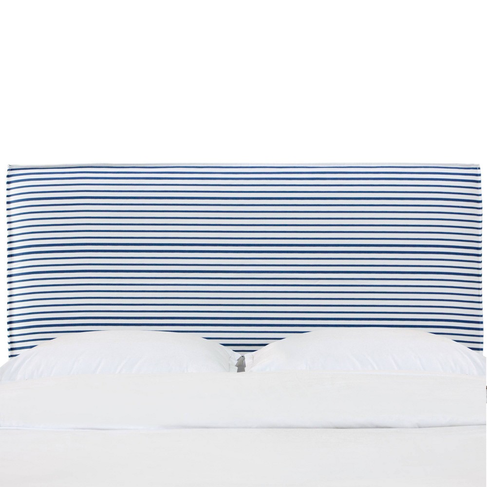 Skyline Furniture Twin French Seam Slipcover Headboard in Nautical Stripe Navy: Removable, Cotton Upholstery, Wood Frame