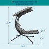 Chaise Lounger Swing Chair with Umbrella Canopy, Patio Hanging Chaise Lounger Chair with Stand, Curved Steel Outdoor Lounge Chairs for Indoor, Outdoor - 3 of 4