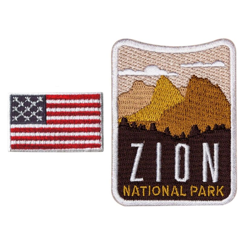 HEDi-Pack 2pk Self-Adhesive Polyester Hook &#38; Loop Patch - Zion National Park and USA Red White &#38; Blue Country Mini Flag, 1 of 8