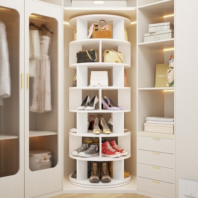 Aheaplus 7-Tier Shoe Rack, 28-32 Pair Rotating Shoe Rack Tower