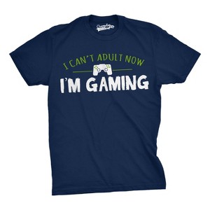 Mens I Cant Adult Im Gaming Funny Video Game T shirt Sarcastic Cool Gamer Shirt - Crazy Dog Men's T Shirt - 1 of 4