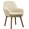 CAVINAS Polyester Accent Chair with Pleated Backrest and Wood Legs,Cozy Upholstered Living Room Chairs,Reading Chairs for Living Room - 4 of 4