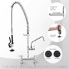 WOWOW Solid Brass Triple Handle Commercial Pull Down Sprayer Kitchen Faucet with Pre-Rinse Sprayer in Chrome - 2 of 4