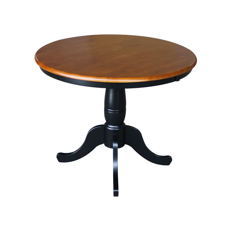 36&#34; Round Top Pedestal Dining Table Black/Red - International Concepts, 3 of 7