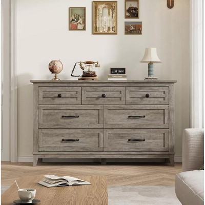 Nasitip 7 Drawer Dresser for Bedroom, 54" Wide Drawer Dresser with Storage, Wooden Closet Storage Chest for Living Room,Bedroom
