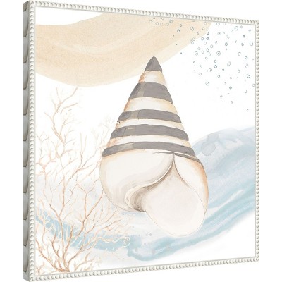 Sylvie Beaded White Framed Coastal Canvas Art Print