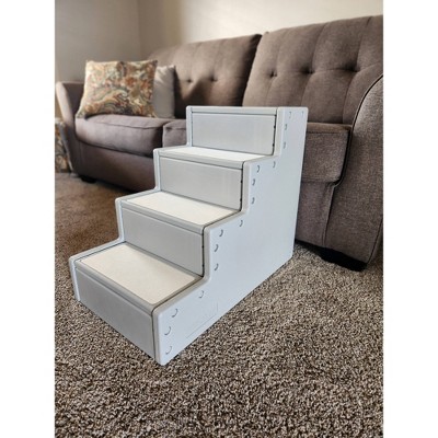 Gray 4-Step Pet Stairs for Small Dogs and Cats